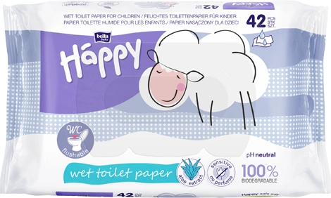 Bella Baby Happy Sensitive, vlhčený toaletný papier s aloe vera